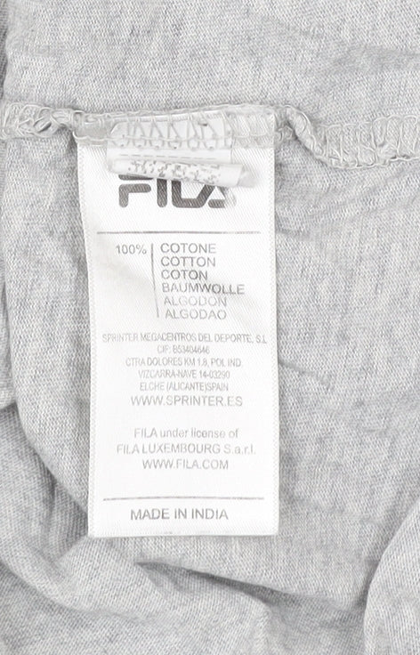 Fila Men's Grey Logo Graphic Print Cotton T-Shirt Size L