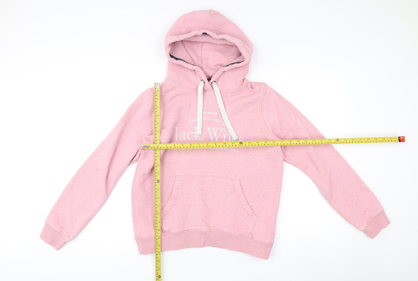 Jack Wills Womens Pink Pullover Hoodie UK 12 with Logo Print