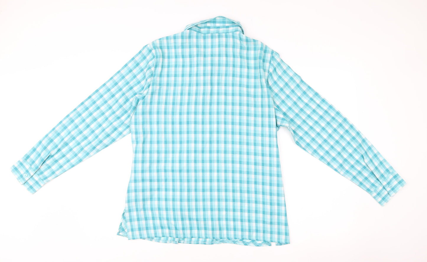 EWM Pure Classics Women Blue Check Cotton Button-Up Shirt Size 16