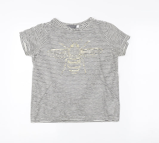 Mint Velvet Women’s Black White Striped Bee Embroidered T-Shirt XS