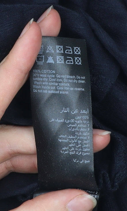 Mint Velvet Womens Black XS Cotton Long Sleeve Embroidered Bee Top