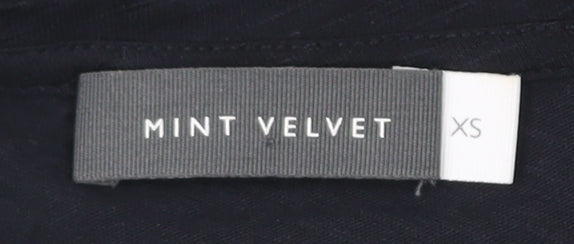 Mint Velvet Womens Black XS Cotton Long Sleeve Embroidered Bee Top