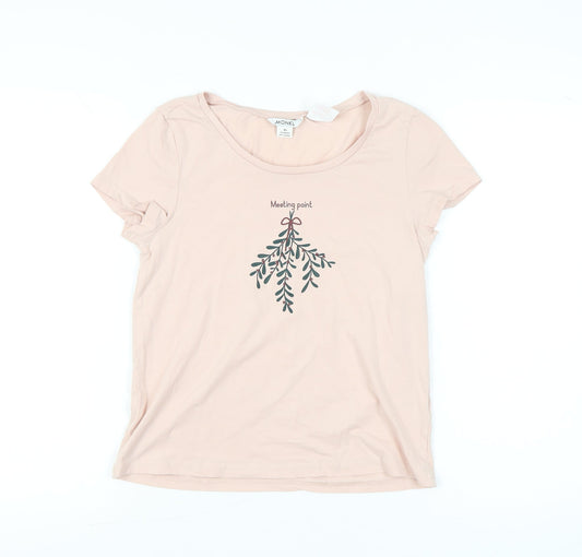 Monki Womens Pink XS Scoop Neck Short Sleeve Cotton T-Shirt