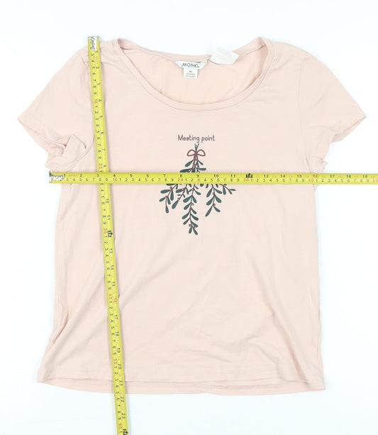 Monki Womens Pink XS Scoop Neck Short Sleeve Cotton T-Shirt