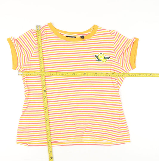 Brave Soul Womens Multicoloured Striped T-Shirt Size L Cotton