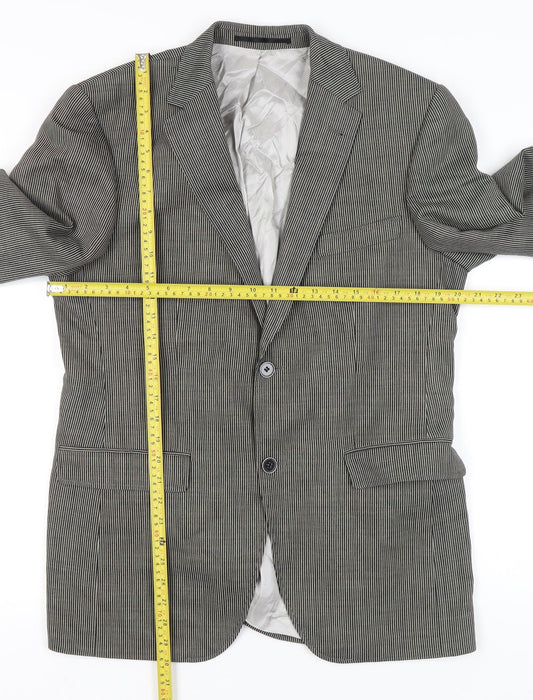 Roy Robson Men’s Grey Striped Wool Blend Blazer Size 48 Regular