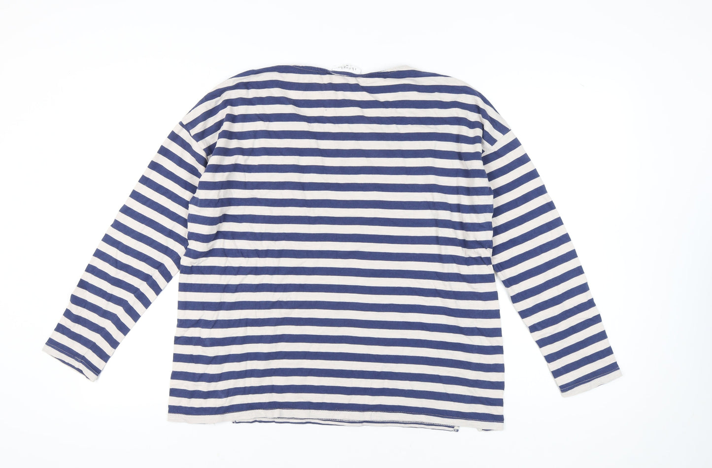 Thought Womens Blue Striped Cotton Long Sleeve T-Shirt Size 18