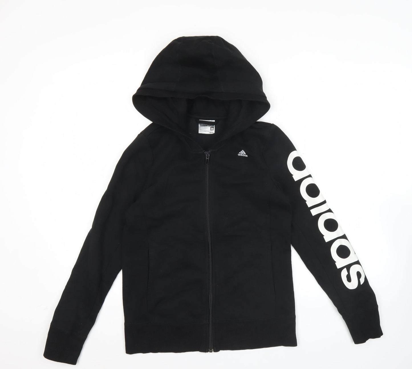 Adidas Women Black Full Zip Hoodie Sweatshirt Size L Climalite
