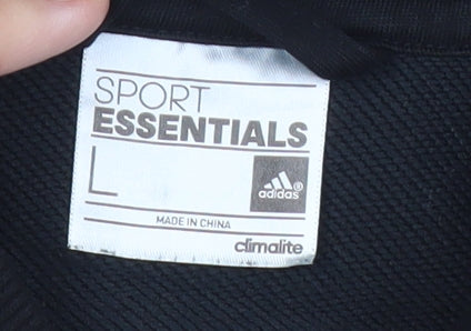 Adidas Women Black Full Zip Hoodie Sweatshirt Size L Climalite