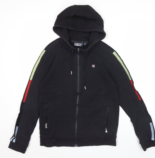 Additional front view of Fila Men’s Black XS Full Zip Hoodie with Logo & Pockets