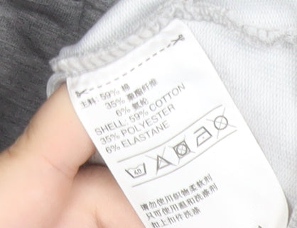 Adidas Women Grey Varsity Jacket UK 12 Cotton Blend Snap