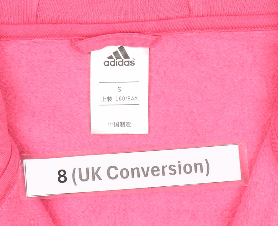 Additional view of Adidas women’s pink grey full zip hoodie, size UK 8, uk cotton blend