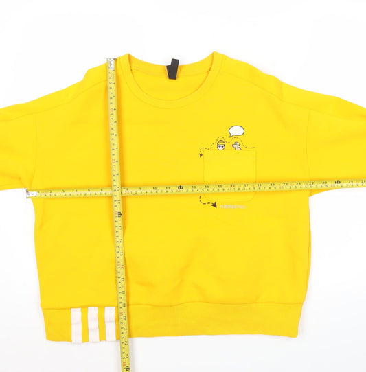 Adidas Neo Womens Yellow Sweatshirt Size 12 UK Cotton Blend Pullover