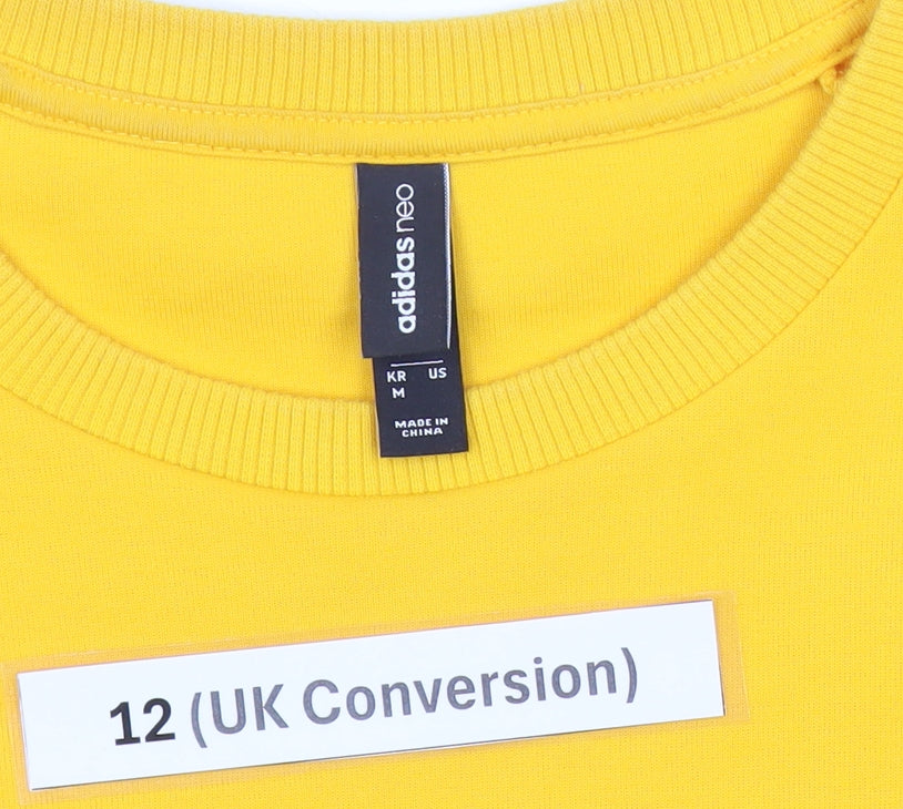 Adidas Neo Womens Yellow Sweatshirt Size 12 UK Cotton Blend Pullover