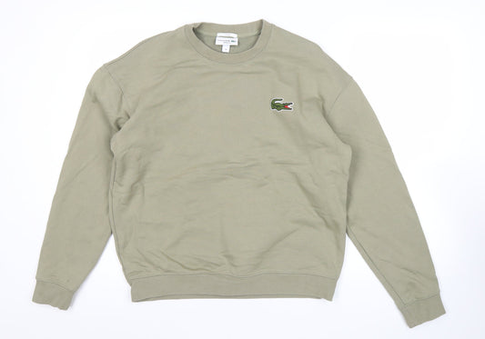 Lacoste Unisex Green Crew Neck Cotton Sweatshirt M Loose Fit