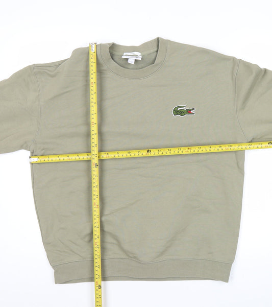 Lacoste Unisex Green Crew Neck Cotton Sweatshirt M Loose Fit
