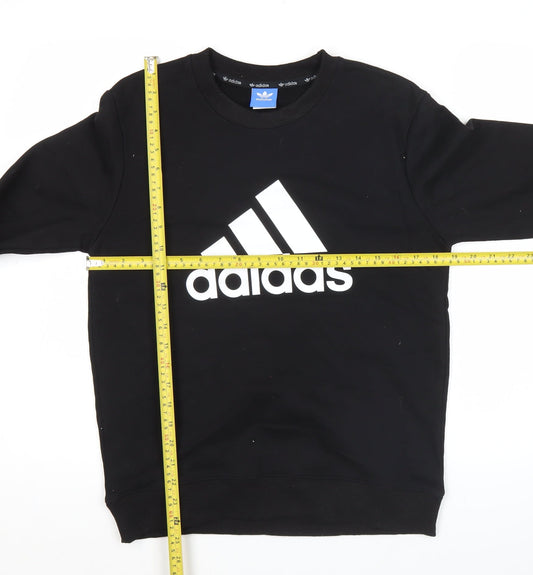 Adidas Mens Black Logo Sweatshirt Pullover Crew Neck Size M