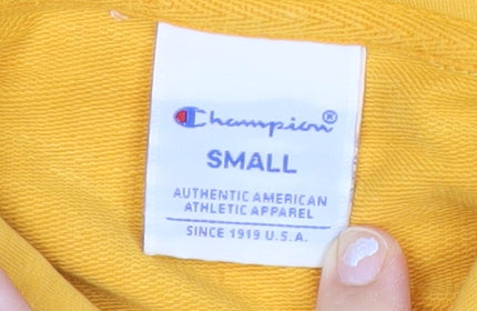 Champion Men’s Yellow Pullover Hoodie Small Logo Sportswear