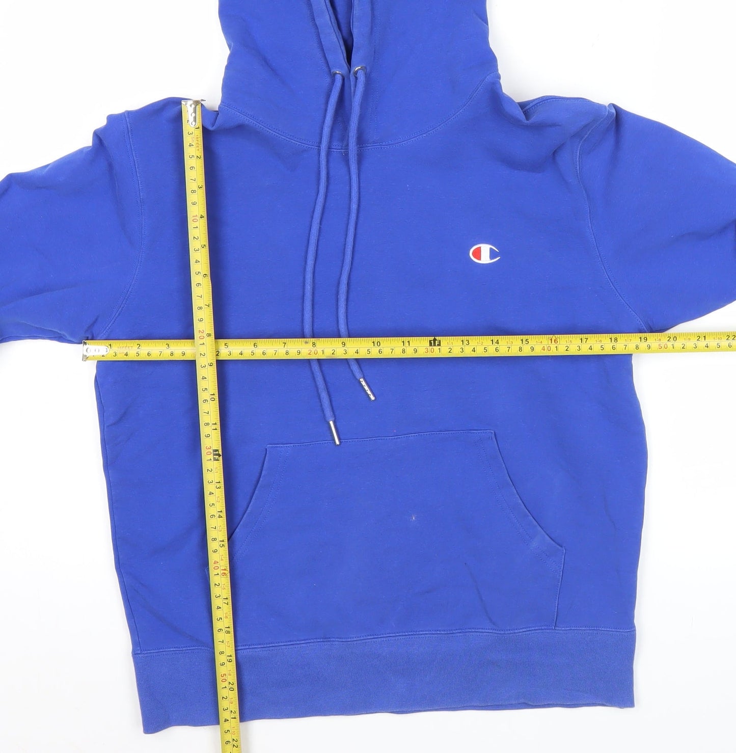 Champion Men’s Blue Hoodie Small Pullover Logo Fleece Long Sleeve