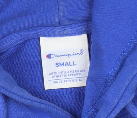 Champion Men’s Blue Hoodie Small Pullover Logo Fleece Long Sleeve