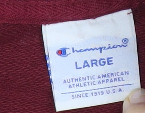 Champion Mens Red Hoodie Pullover Sweatshirt Large Logo