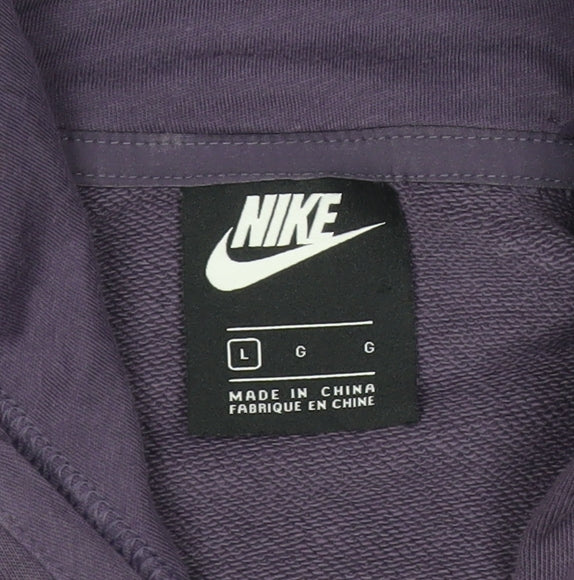 Nike Women's Purple Hoodie L Pullover Cotton Blend Pockets Logo