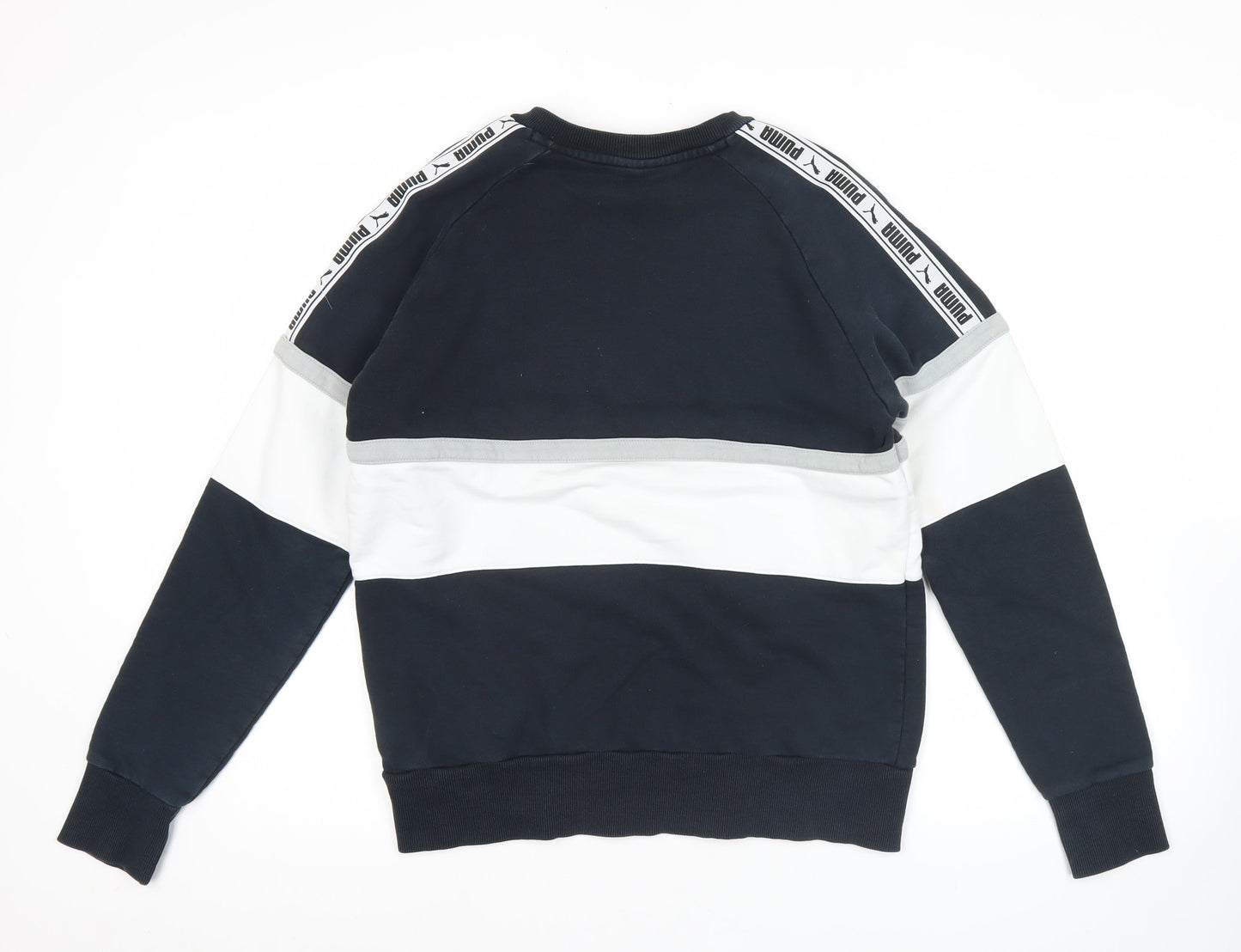 Puma Mens Small Black White Crew Neck Pullover Sweatshirt