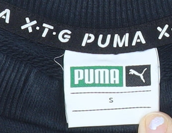 Puma Mens Small Black White Crew Neck Pullover Sweatshirt