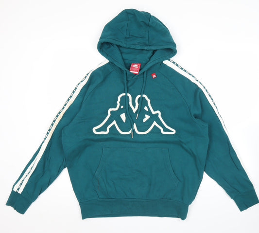 Kappa Mens Green Pullover Hoodie Small Logo Sportswear