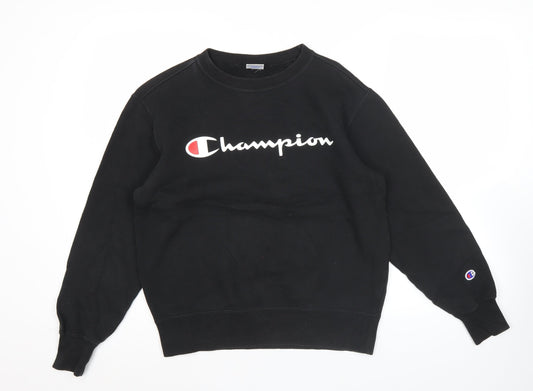 Champion Mens Black Medium Pullover Sweatshirt Logo Graphic