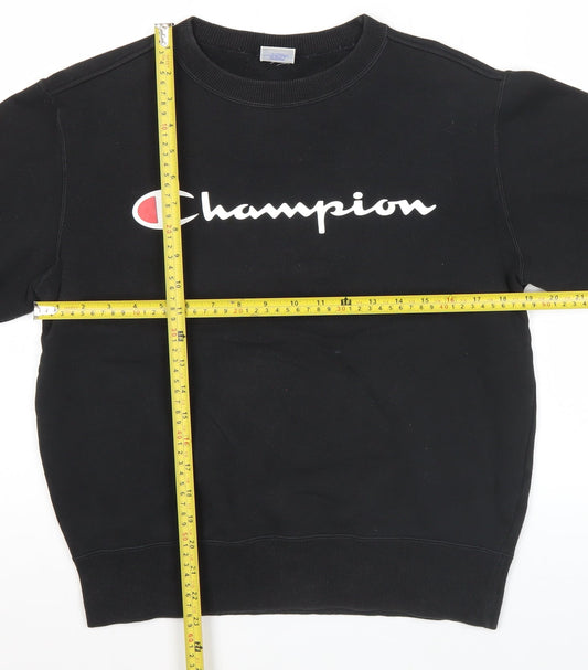 Champion Mens Black Medium Pullover Sweatshirt Logo Graphic