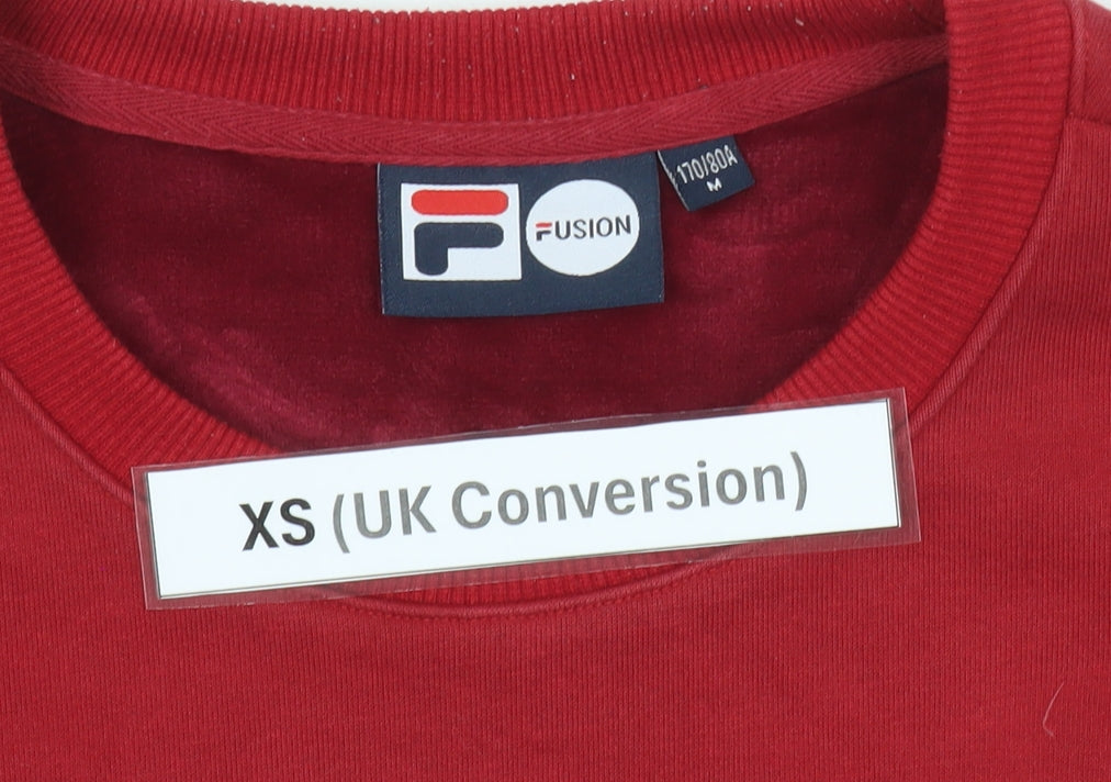 FILA Men's Red XS Pullover Sweatshirt Graphic Print Dragon Crew Neck