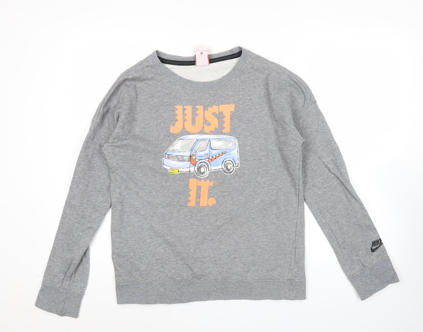 Nike Mens Grey XL Pullover Sweatshirt Graphic Print Crew Neck