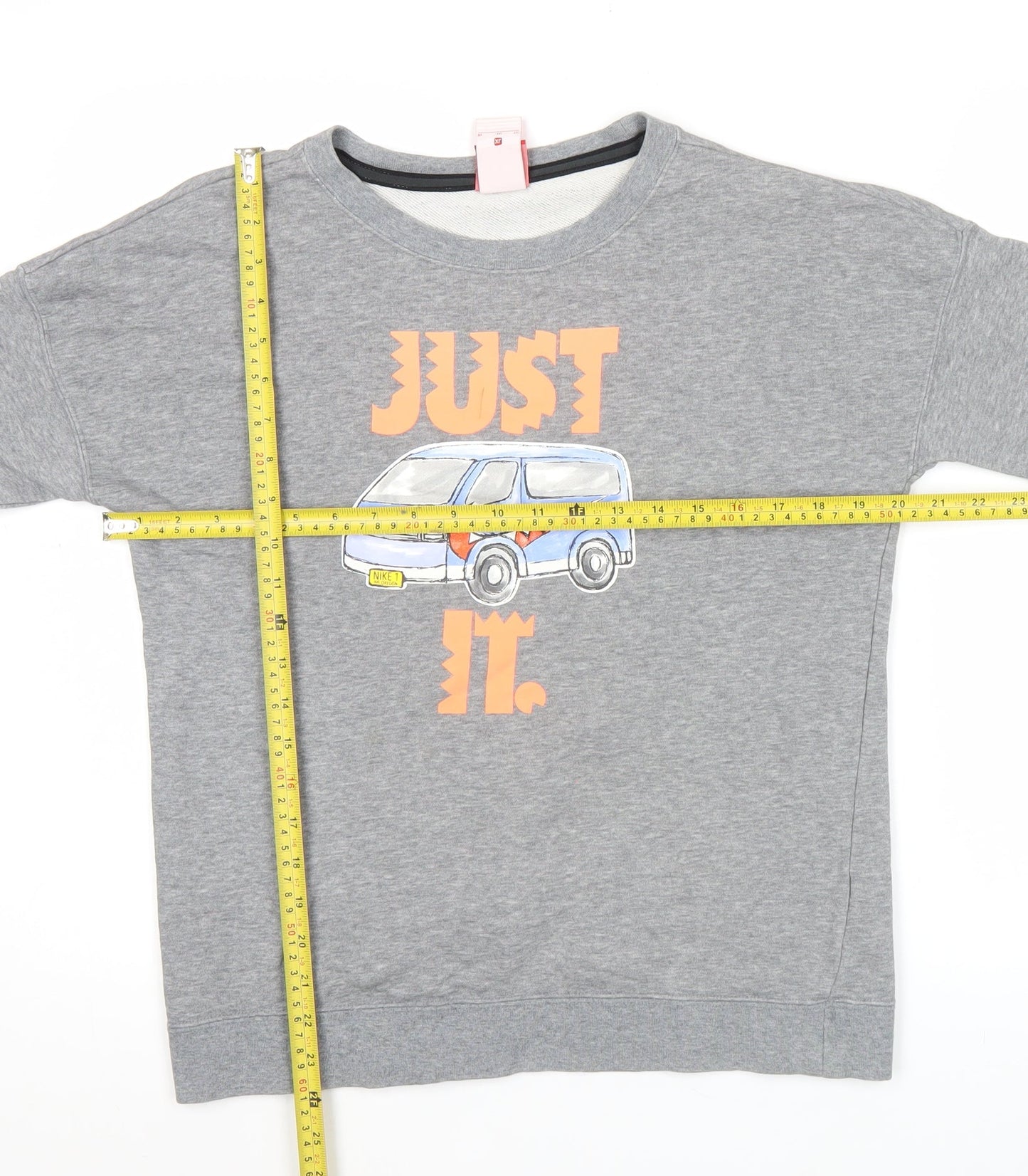 Nike Mens Grey XL Pullover Sweatshirt Graphic Print Crew Neck