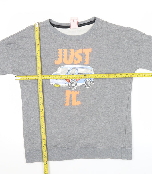 Nike Mens Grey XL Pullover Sweatshirt Graphic Print Crew Neck