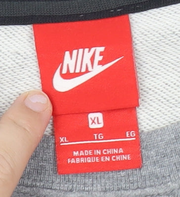 Nike Mens Grey XL Pullover Sweatshirt Graphic Print Crew Neck