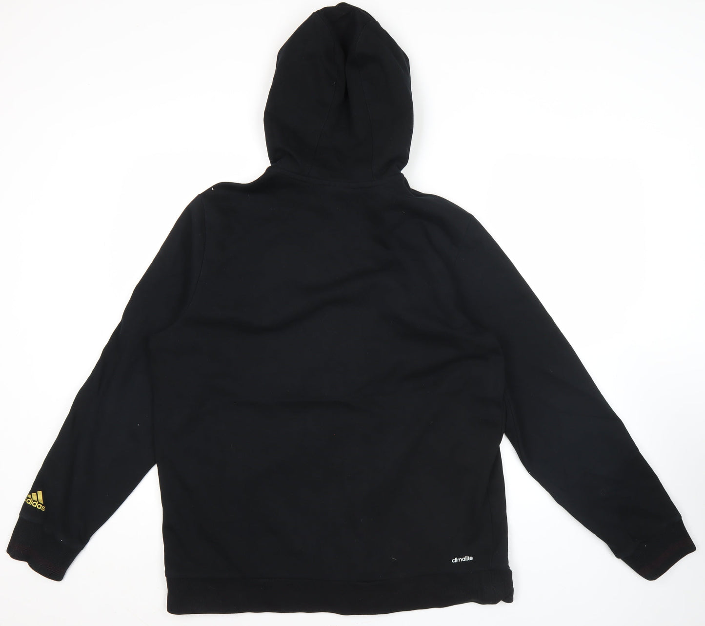 Adidas Mens Black L Full Zip Hoodie Sports Striped Cotton Blend