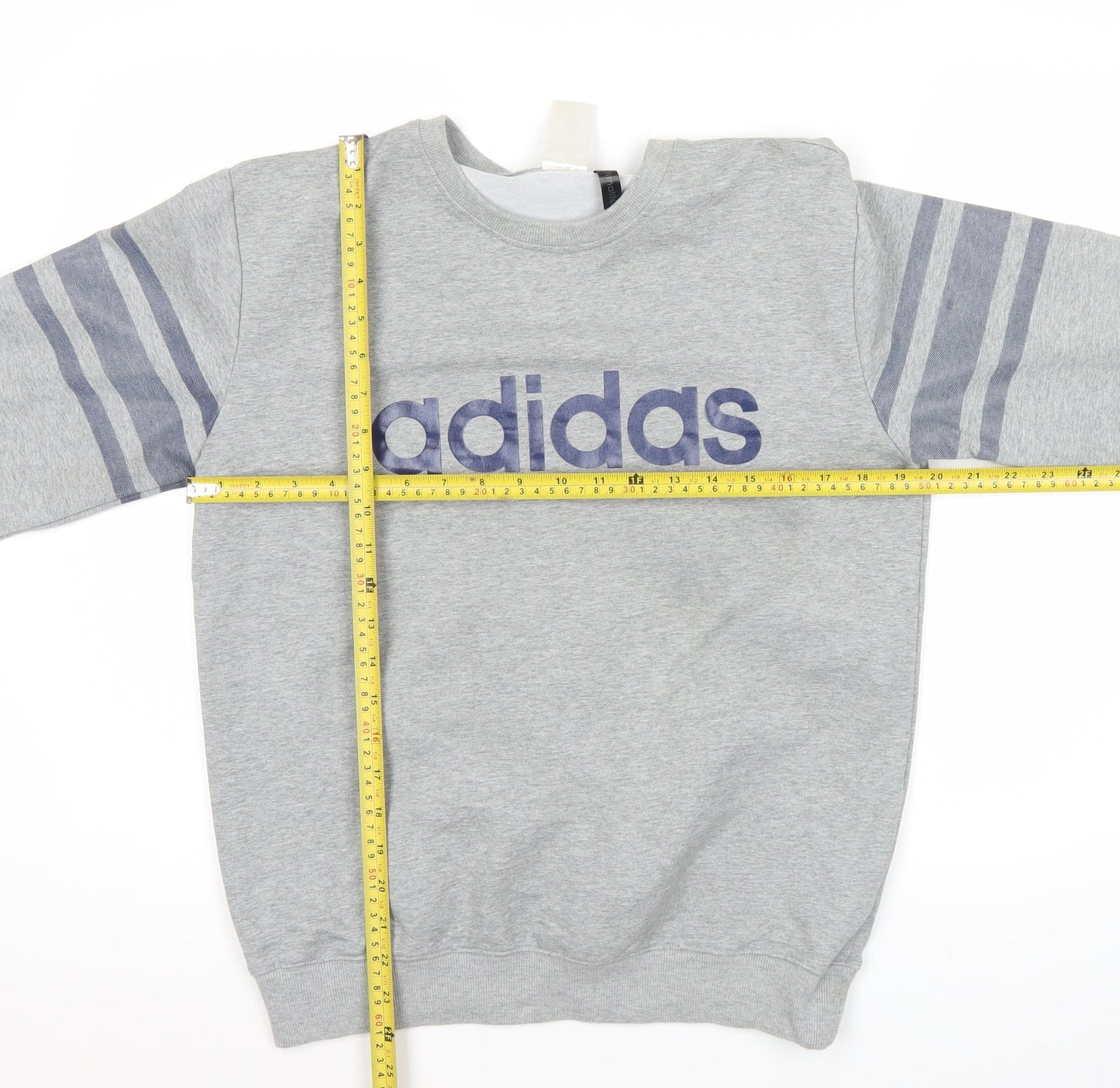 Adidas Men’s Grey Logo Sweatshirt L Pullover Crew Neck Sportswear