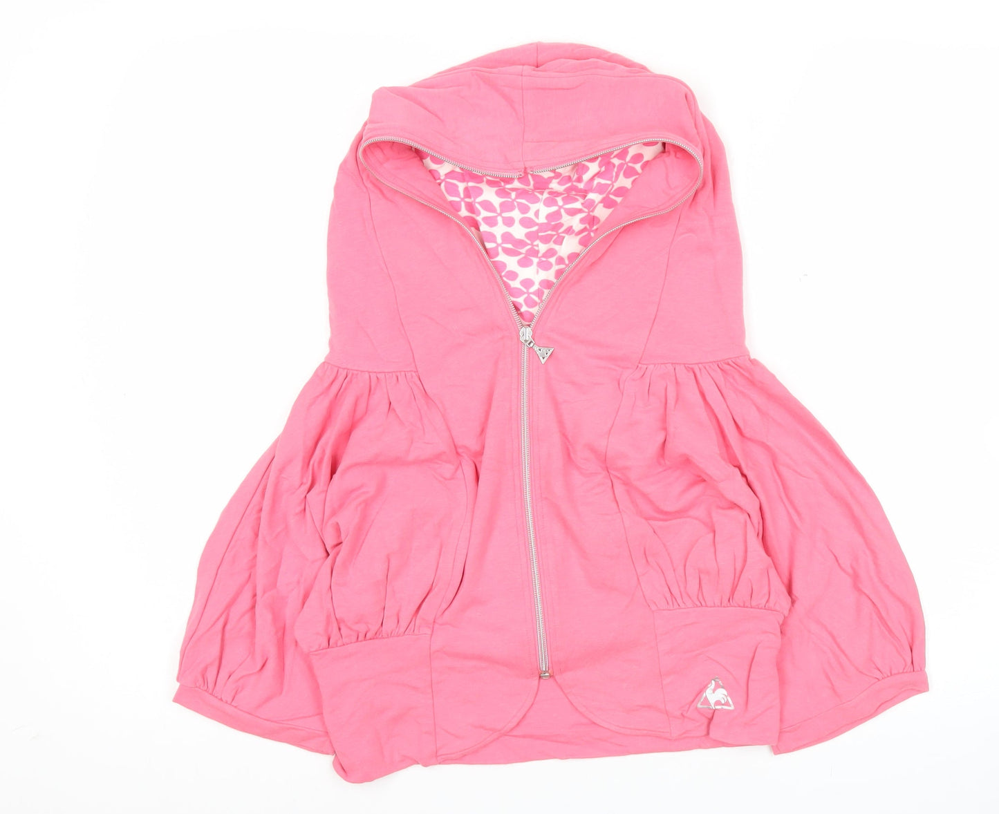 Le Coq Sportif Womens Pink Hooded Zip Jacket Size M Cotton