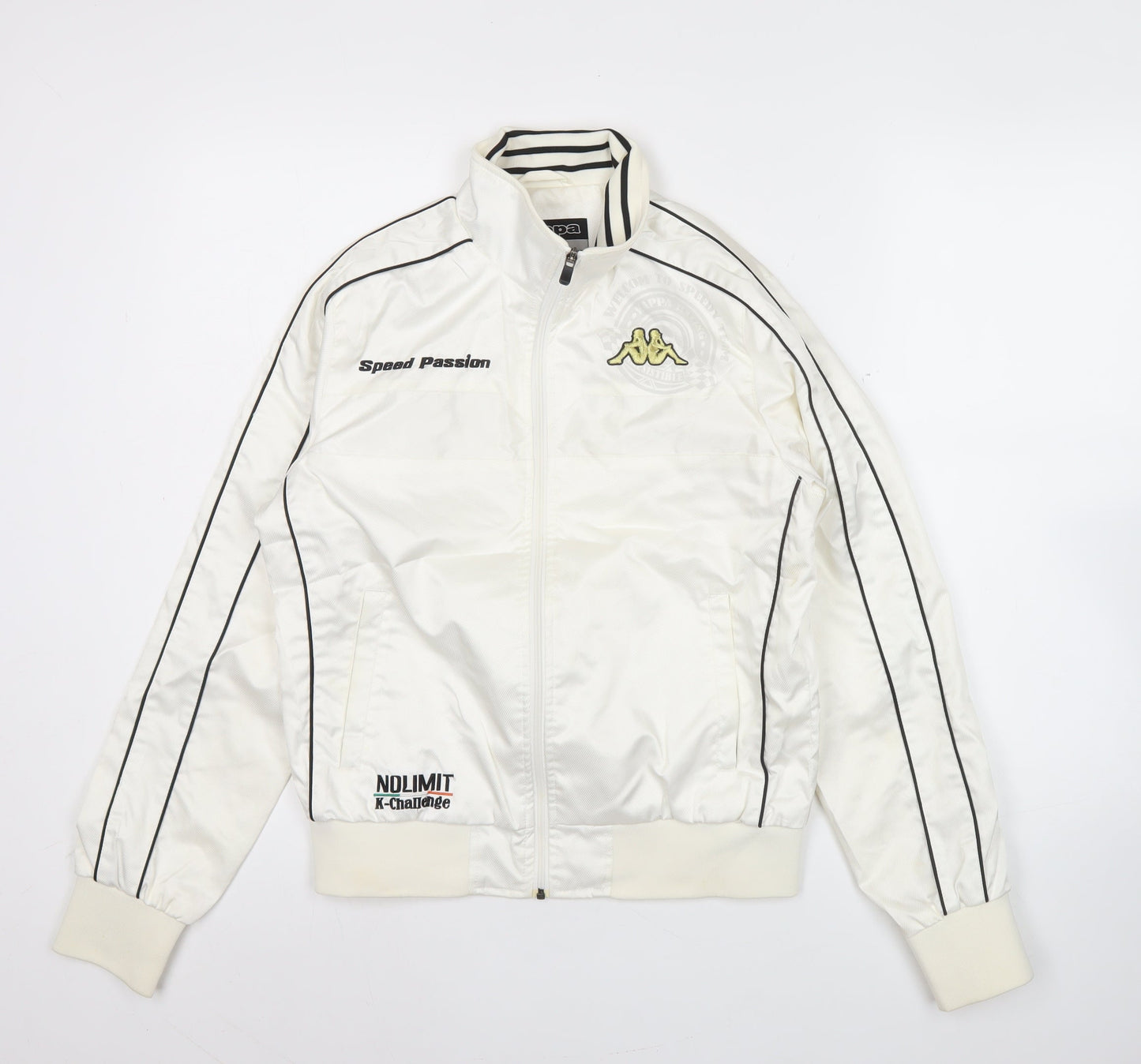 Kappa Womens White Size 10 Track Jacket Lightweight Full Zip
