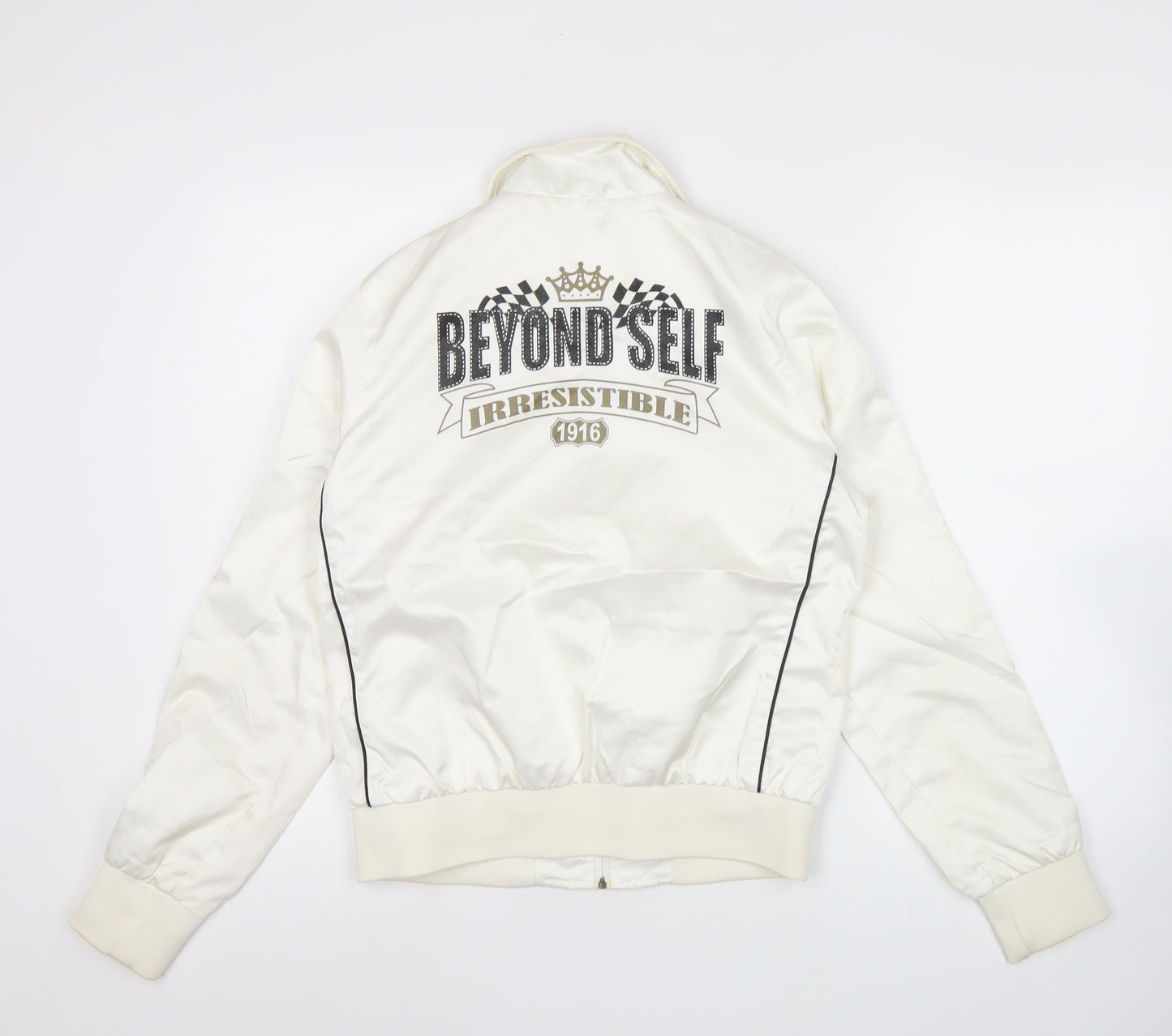 Kappa Womens White Size 10 Track Jacket Lightweight Full Zip