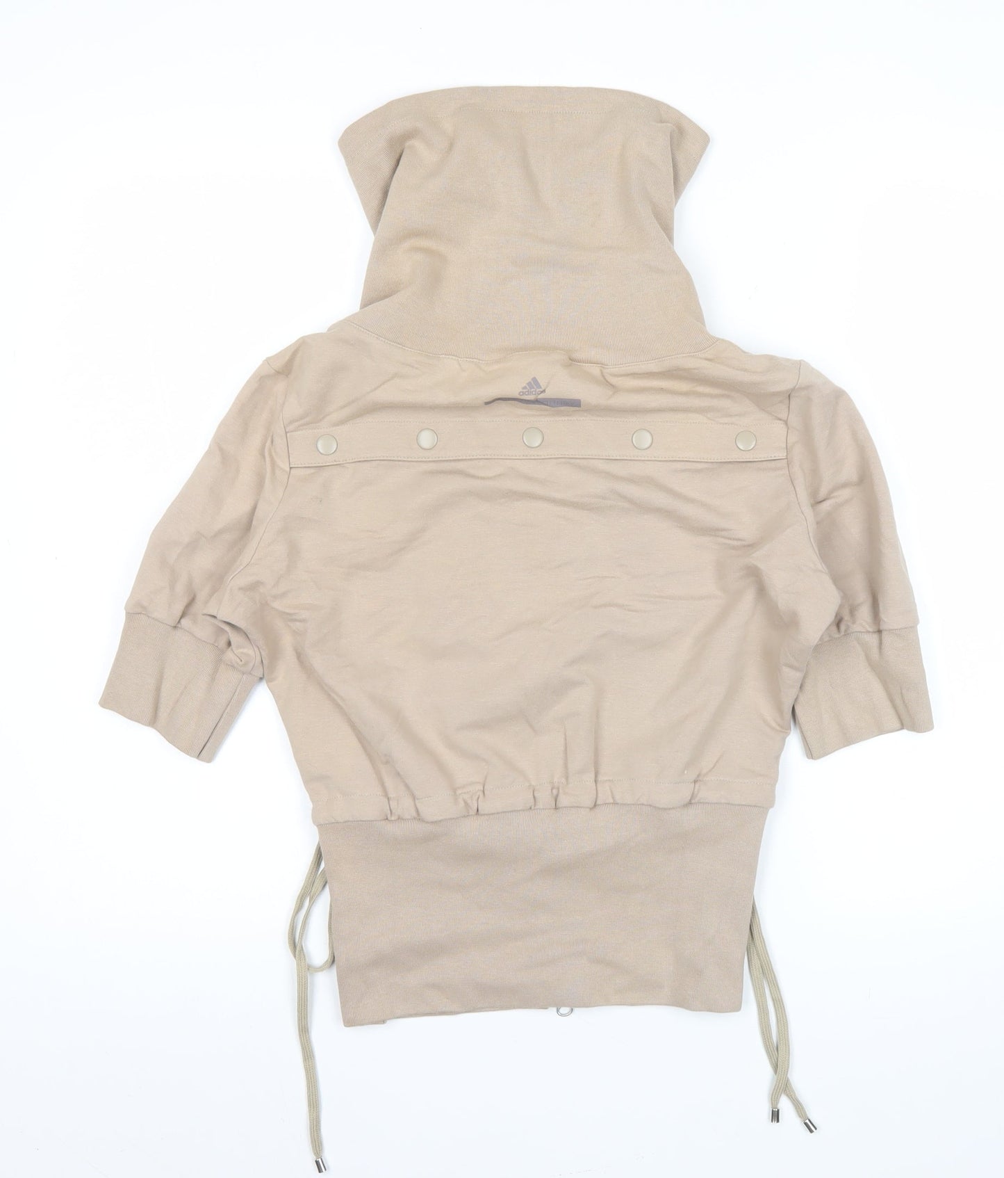 Adidas Womens Beige Size 10 Track Jacket Hoodie Short Sleeve