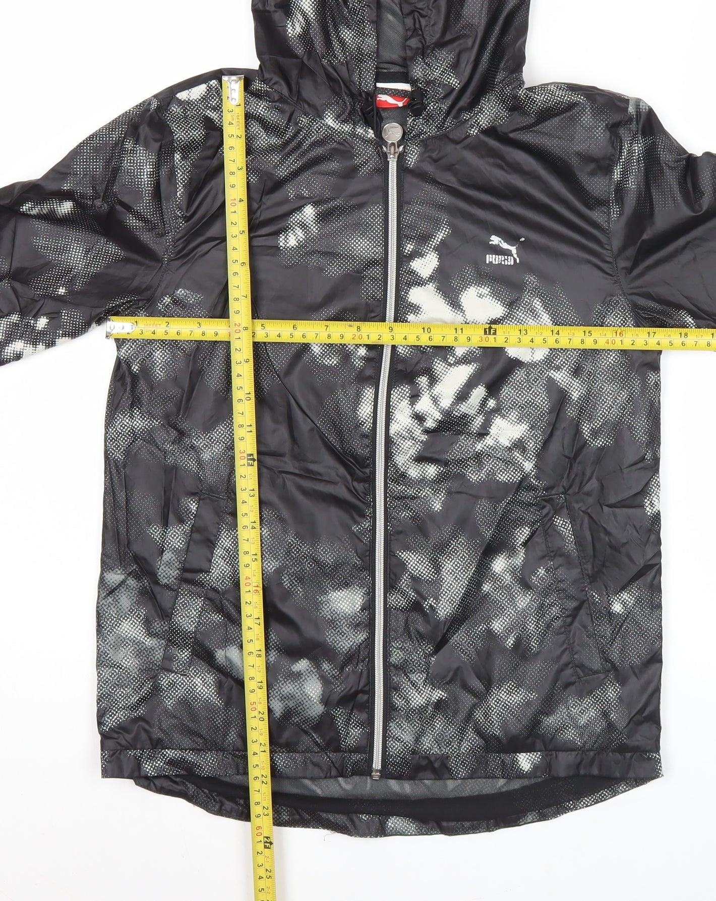 Puma Men Black M Windbreaker Hooded Jacket Lightweight Polyester