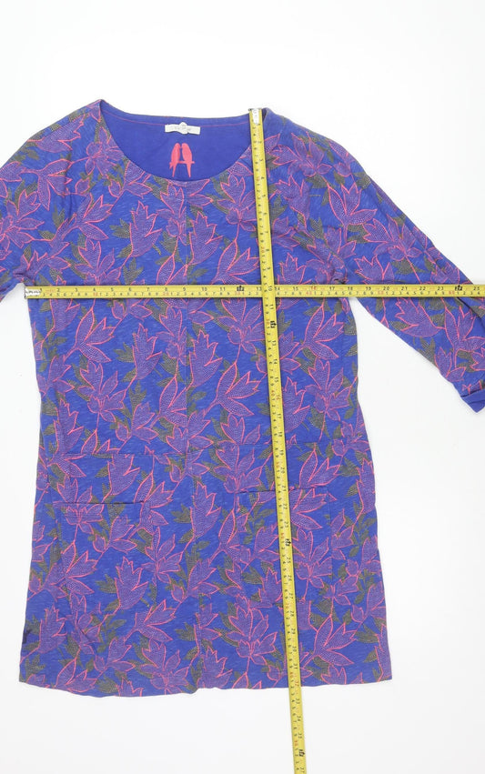 White Stuff Women’s Blue Floral Shift Dress Size 18 Cotton