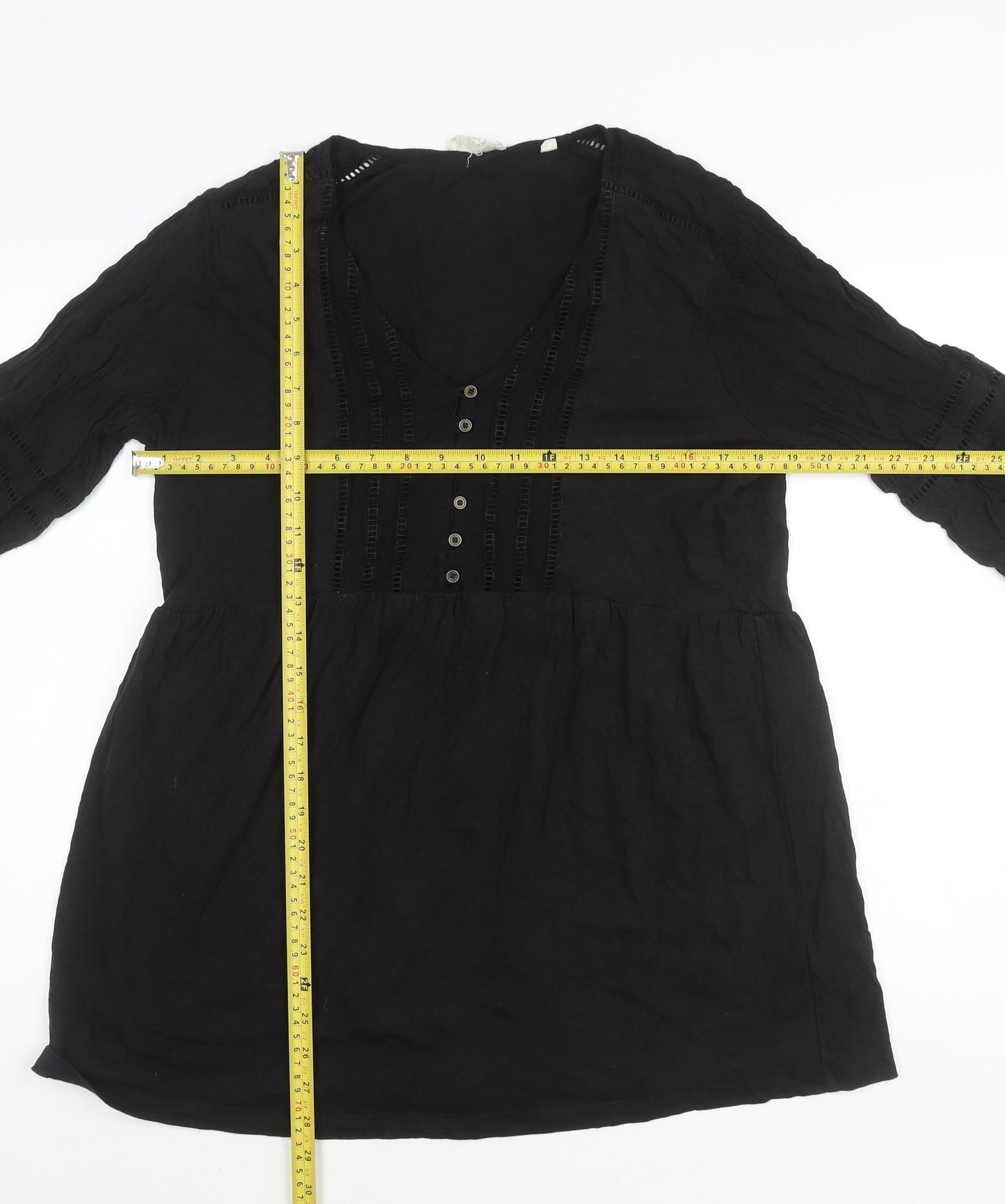 Fat Face Women’s Black Tunic Blouse M Long Sleeve Cotton Modal