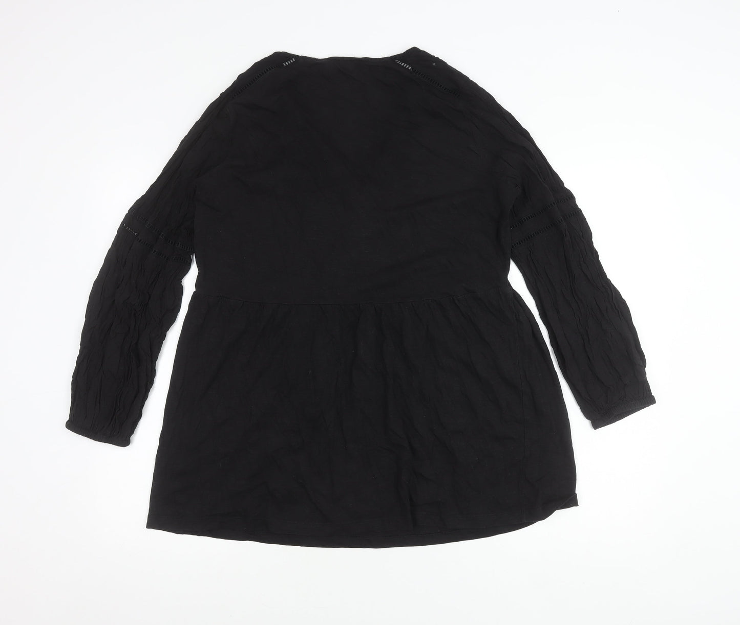 Fat Face Women’s Black Tunic Blouse M Long Sleeve Cotton Modal