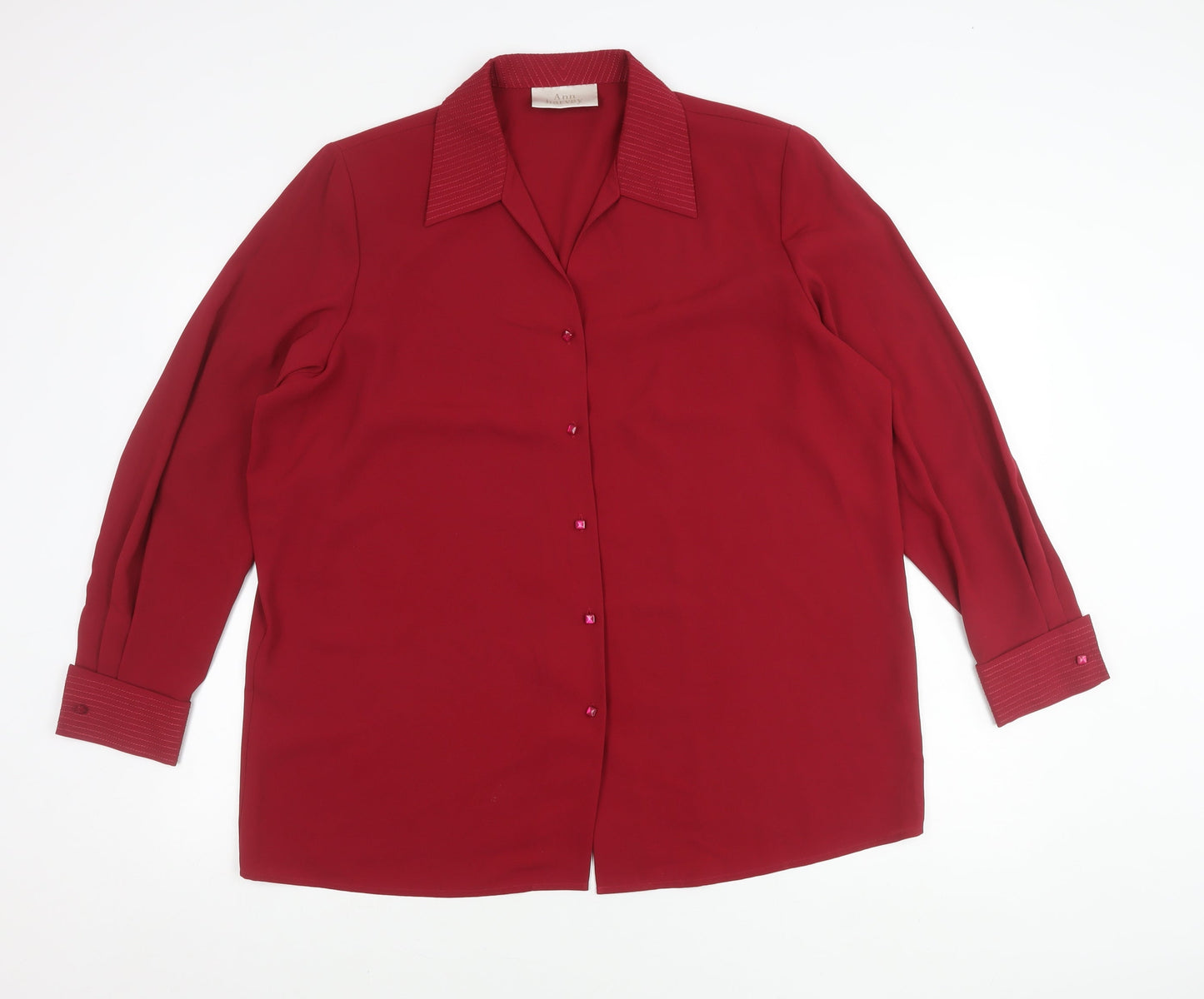 Ann Harvey Women’s Red Button-Up Shirt Size 16 Long Sleeve