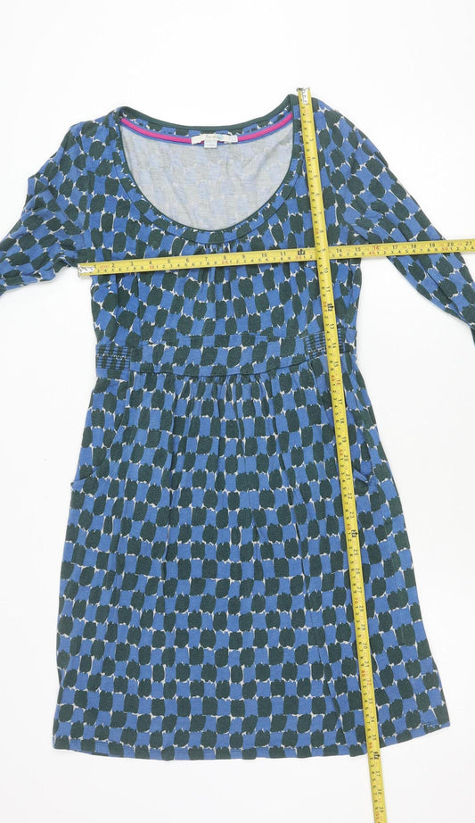 Boden Womens Blue Geometric Fit & Flare Dress Size 12