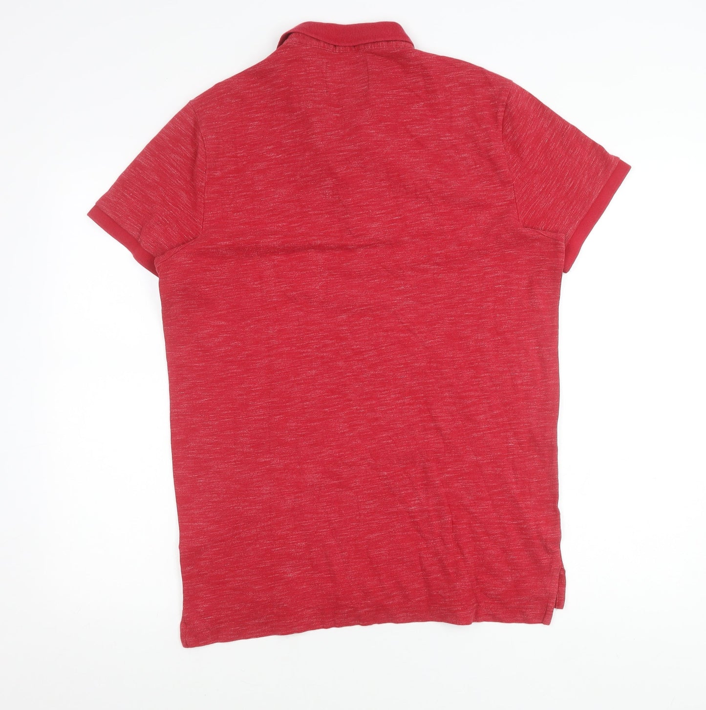 Hollister Men’s Red Slim Fit Polo Shirt L Logo Cotton Blend