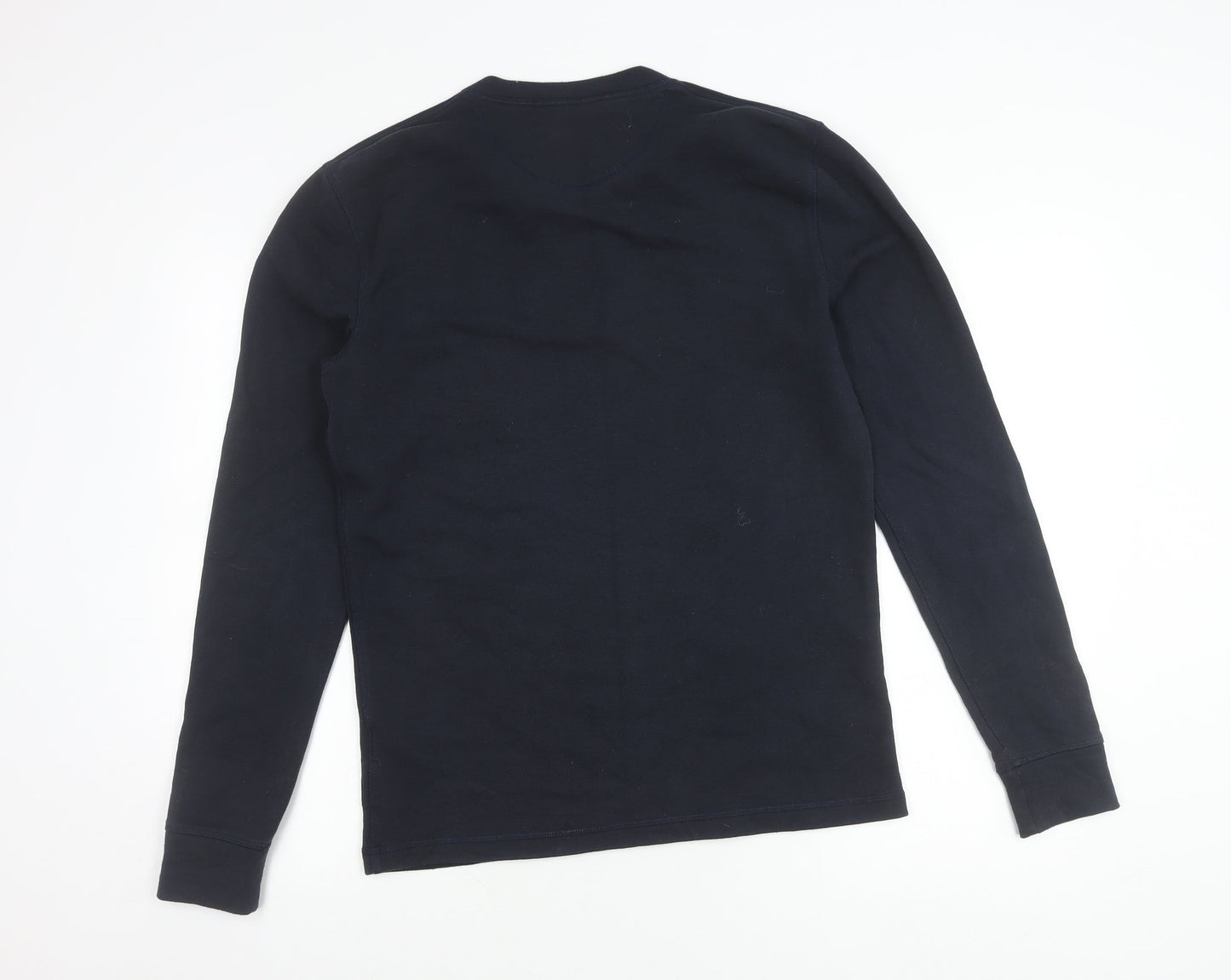 Superdry Men's Blue Henley Jumper Size M Long Sleeve Cotton Blend
